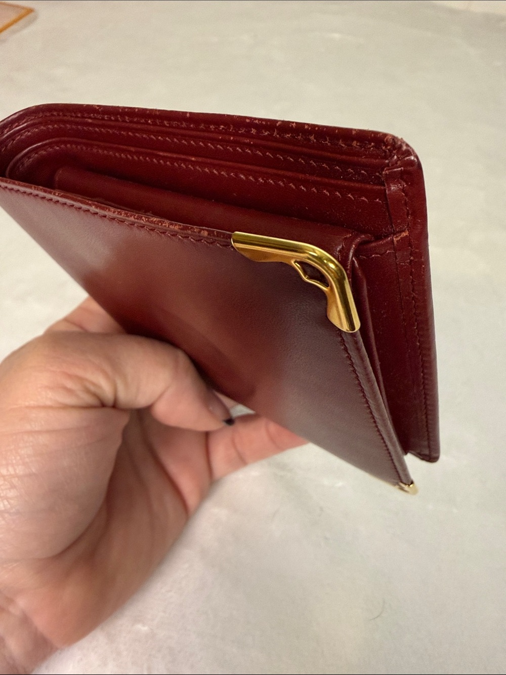 Vintage Cartier Unisex Must De Cartier Burgundy Leather Wallet Coin Pocket + Box - Picture 12 of 14